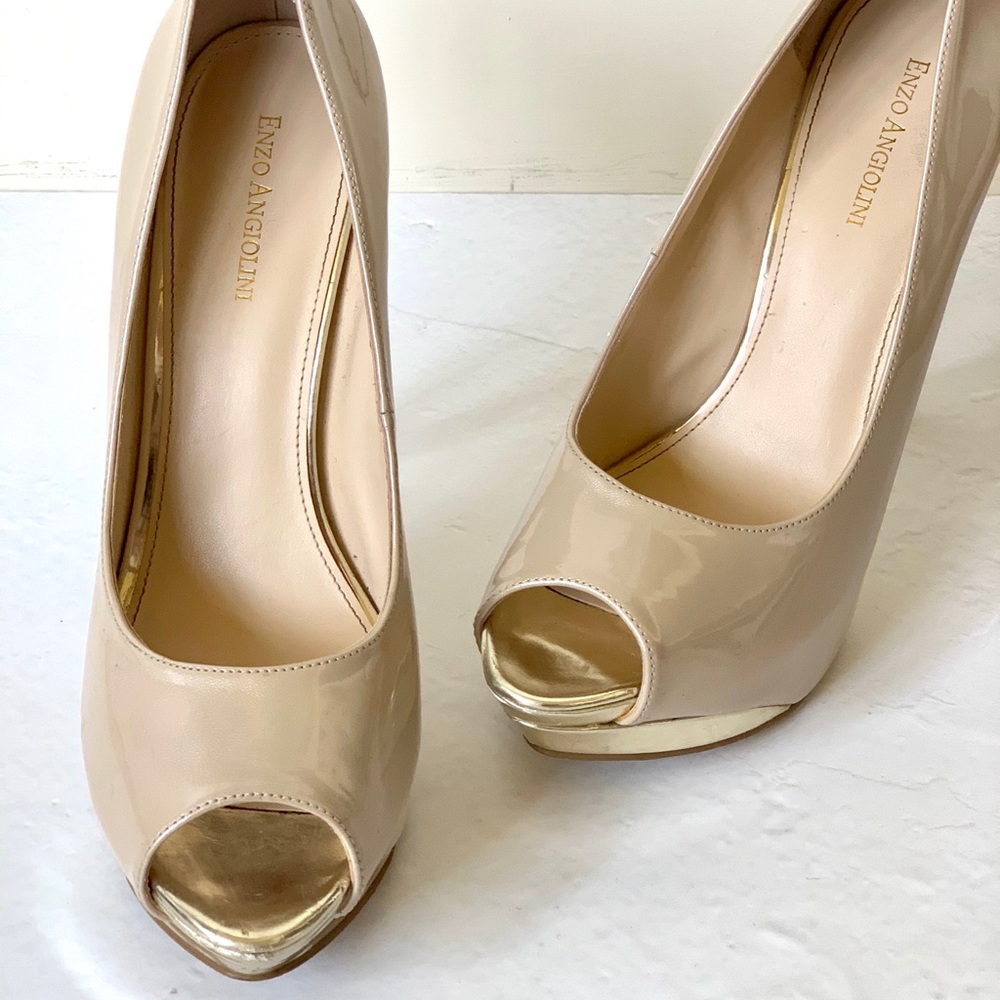 Nude Patent Platform Heels